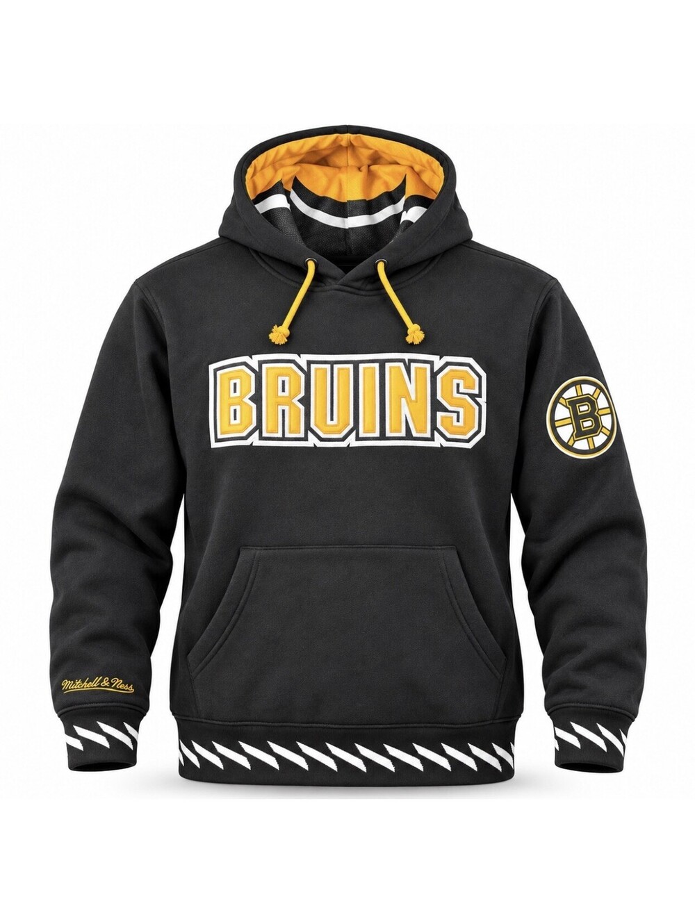 Mitchell & Ness Boston Bruins Vintage Logo Playmaker Hoodie Men's Medium Black